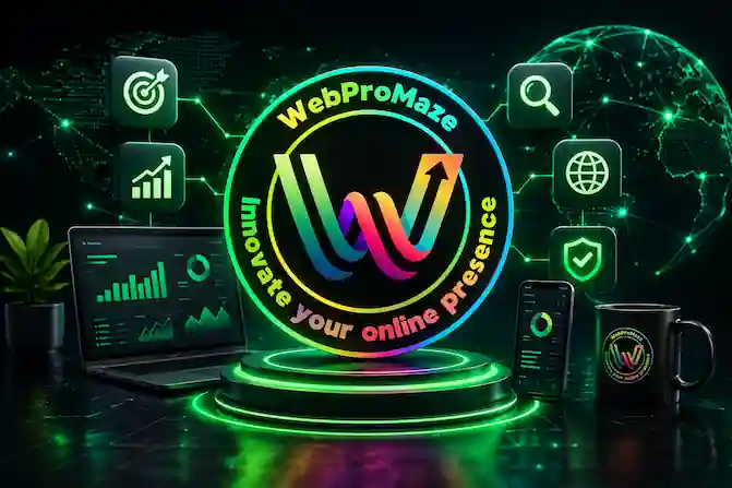 WebProMaze Digital Growth and Online Presence FAQ WebProMaze digital growth and online presence support illustration with full brand logo